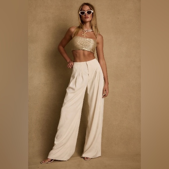 12th Tribe Toulouse Metallic Gold Crop Top - Picture 5 of 8